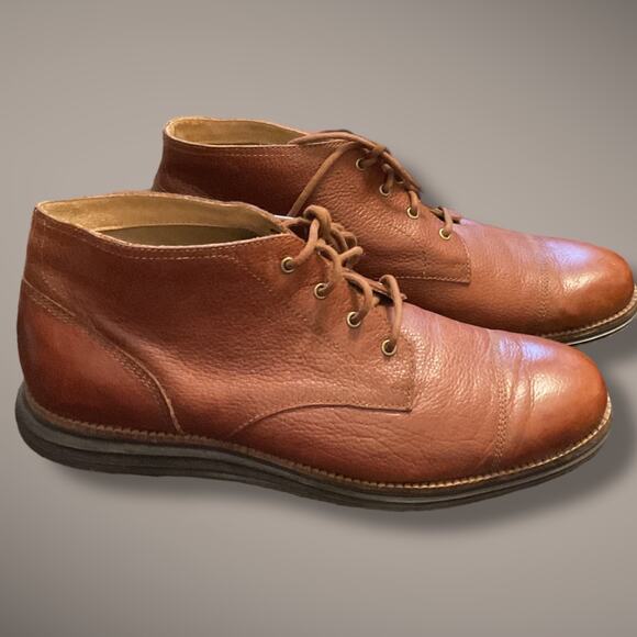 Men's 10.5 COL HAAN Grand OS Brown Pebbled Leather Chukka Boots C23429 EUC - Picture 2 of 11